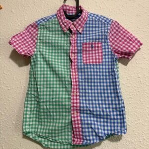 Polo Ralph Lauren boys‎ L Natural Stretch Multicolor Gingham short sleeve Shirt